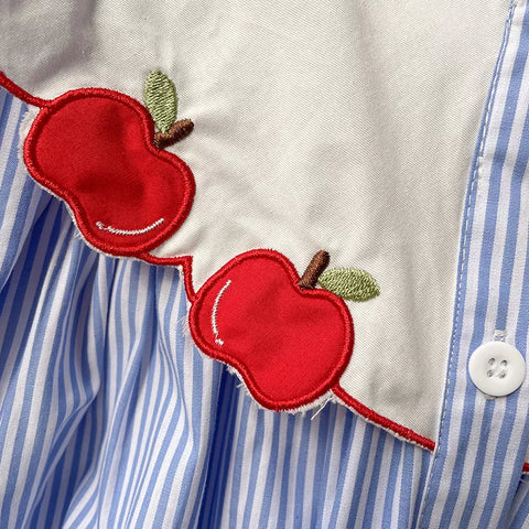 Girls Apple Collar Stripe Swing Dress