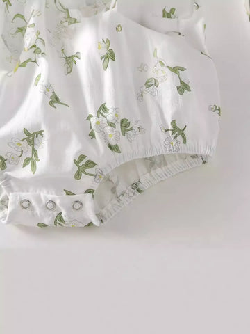2 Pc Baby Girl Vanilla Flower Bodysuit w/ Hat