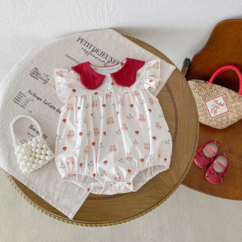 Baby Girl Bunny & Mushroom Print Bodysuit