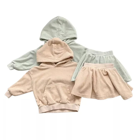 2 Pc Baby Girl Terry Cloth Hoody & Skirt Set