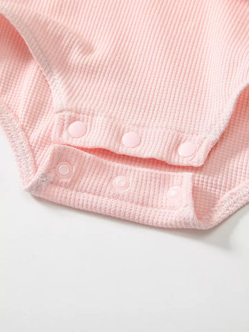 Baby Girl Waffle Knit Bunny Point Tip Collar Bodysuit