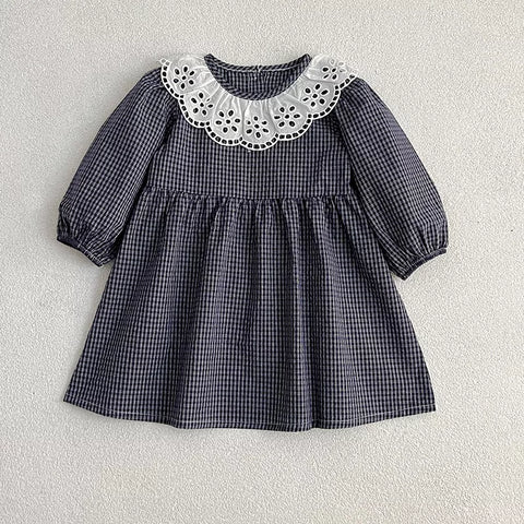 Girls Hollow Collar Plaid Bodysuit or Dress