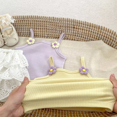 2 Pc Girl RIbbed Cami Tank & Tiered Lace Skirt