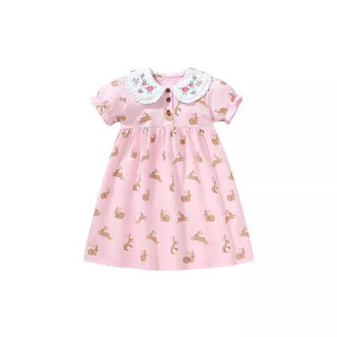 Girls Bunny Hop Collar Tee Shirt Dress