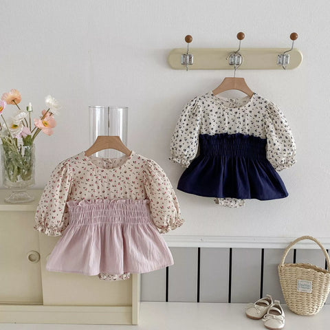 Baby Girls Ditsy Floral Smocked Waist Bodysuit Dress