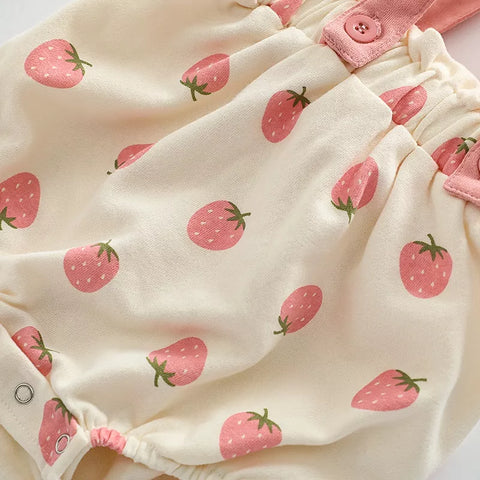 3 Pc Baby Girl Berry Bloomer Shorts, tee & Hat
