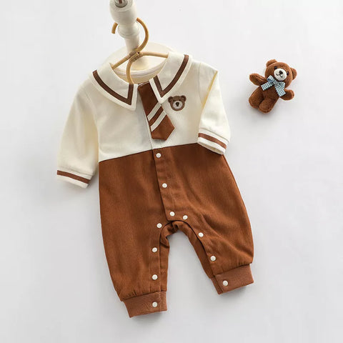 Baby Girl Boy Uniform Style Bear Bodysuit Romper
