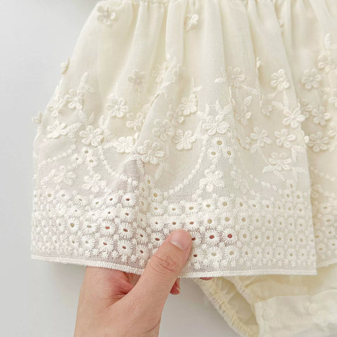 Baby Girl Square Neck Bow Puff Sleeve Dress
