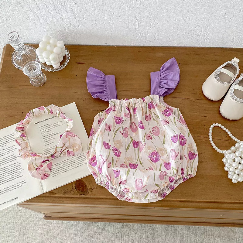 Baby Girl Tulip Print Bodysuit Set