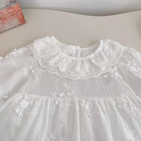 Baby Girl Sheer Floral Ruffle Collar Dress
