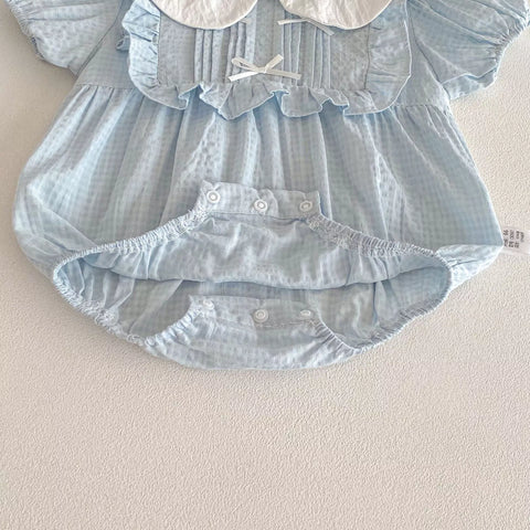Baby Girl Alice Bib Seersucker Bodysuit