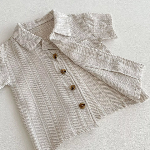 Baby Boy Stripe Vacay Button Shirt & Shorts Set