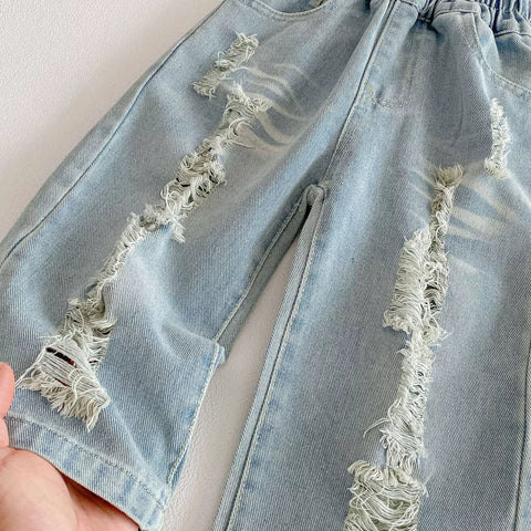 Kids Unisex Ripped Straight Leg Denim Jeans