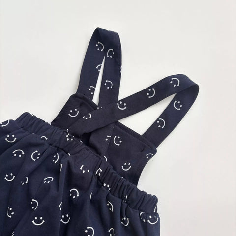 2 pc Baby Boy Happy Face Overalls & Tee Set