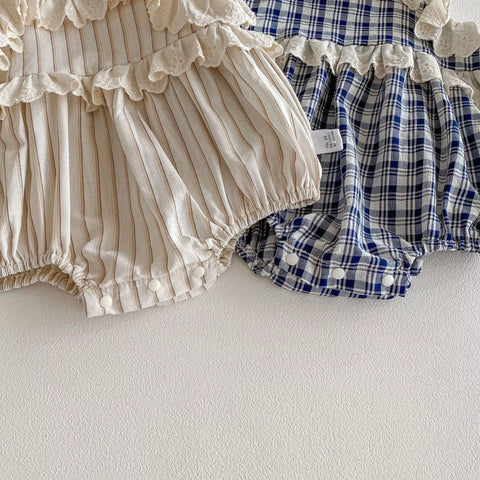 Baby Girl Ruffle Trim Plaid Cami Bodysuit