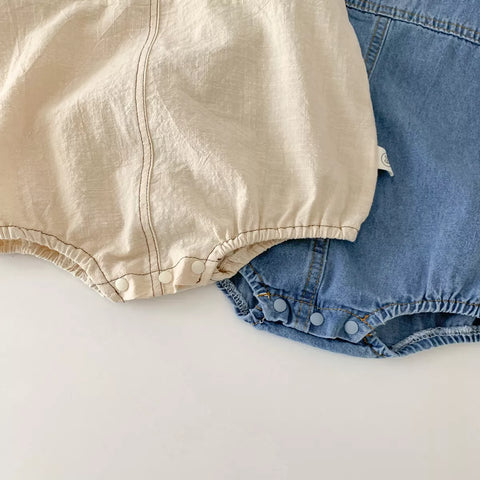 2 pc Baby Boy Bear Denim Overall Bodysuit w/ Tee