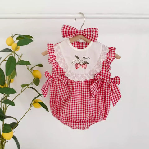 Baby Girl Strawberry Gingham Bodysuit