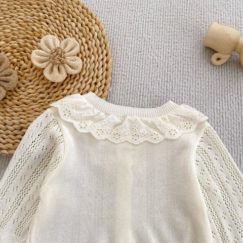 Baby Girl Pointelle Collar Cardigan