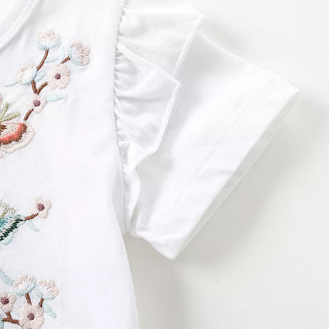 Girls Butterfly Embroidered T-shirt Dress