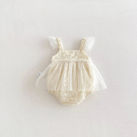 Baby Girl Bow Sheer Skirt  Bodysuit Dress