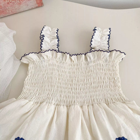 Baby Girl Emb Hem Smocked Bodysuit Dress