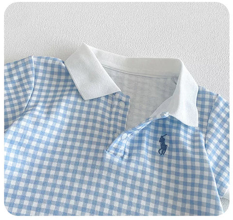 Baby Boy Gingham Polo Romper