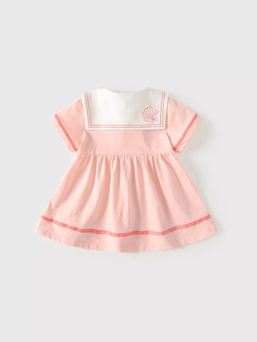 Baby Girl Preppy Tie Sailor Collar Dress