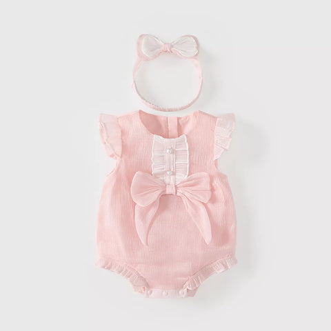 2 Pc Baby Girl Bow Chic Bodysuit