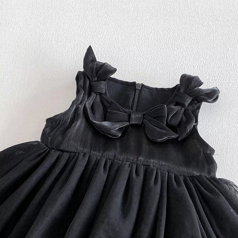 Baby Girl Sateen Bow Collar Bodysuit Dress
