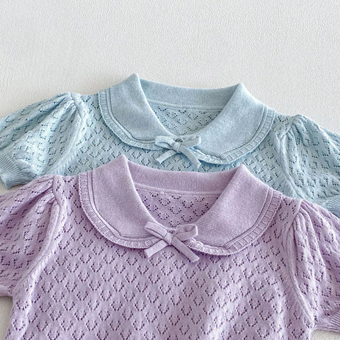 Baby Girl Pointelle Peter Pan Collar Shirt