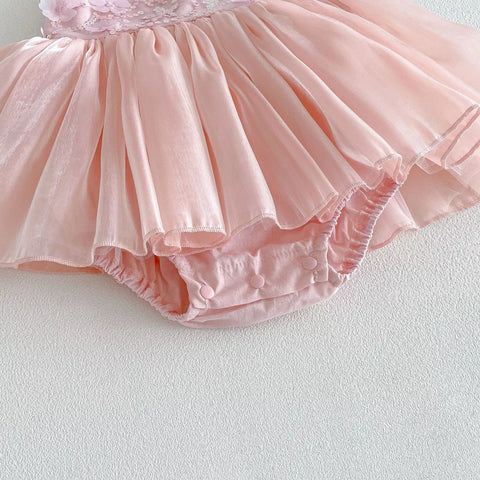 Baby Girl Flutter Sleeve Sateen Party Dress