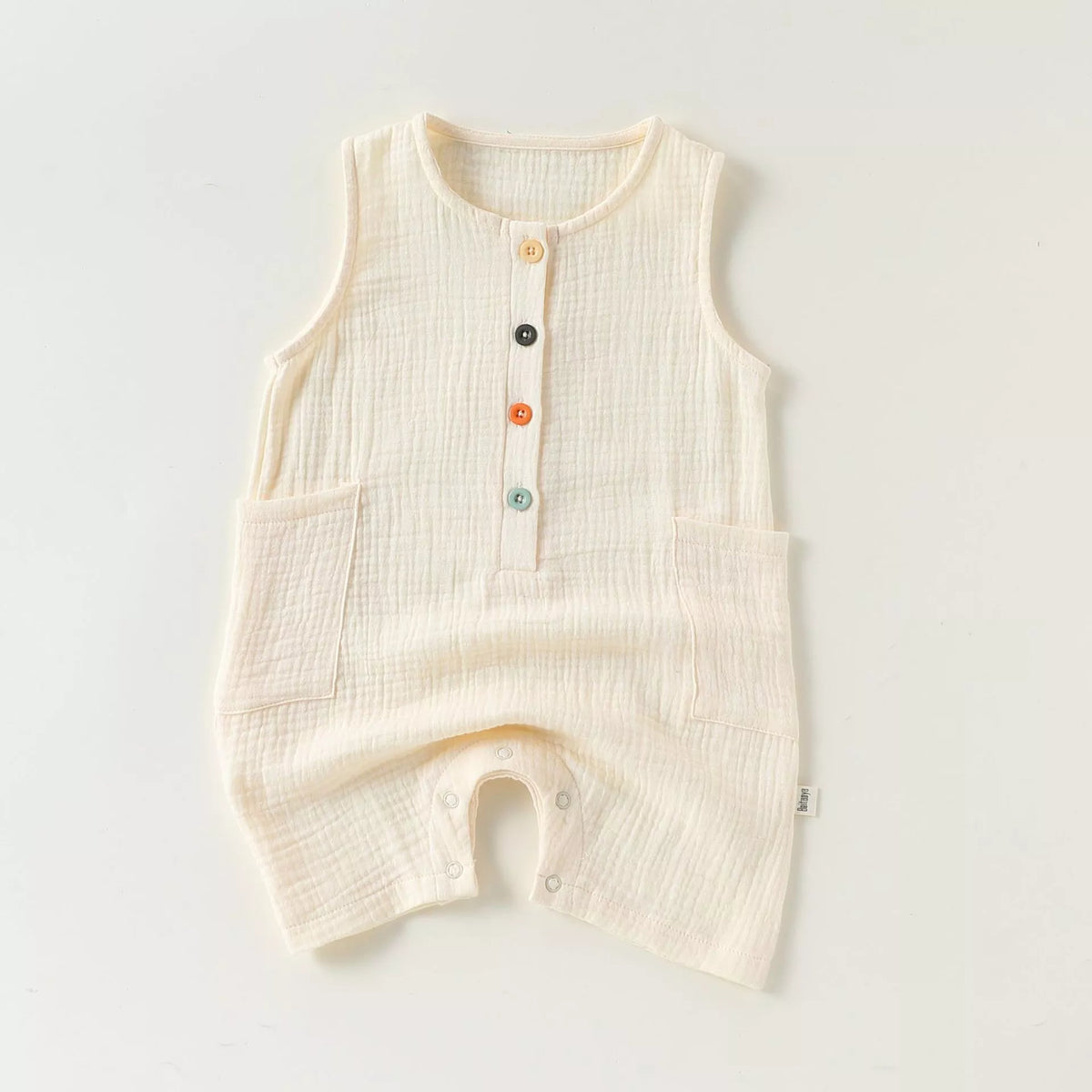 Unisex Baby Sleeveless Rainbow Button Romper