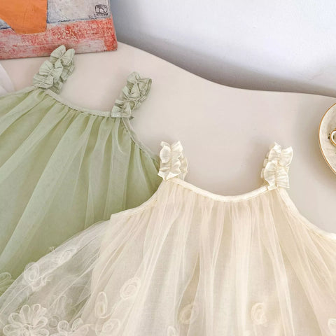 Girls Flowered Embroidered Textured Dress