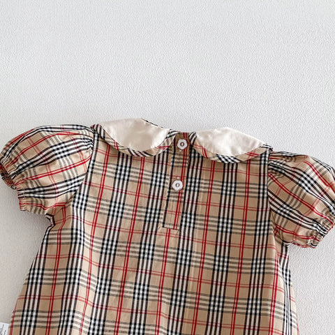 Baby Girl Plaid Peter Pan Collar Bodysuit