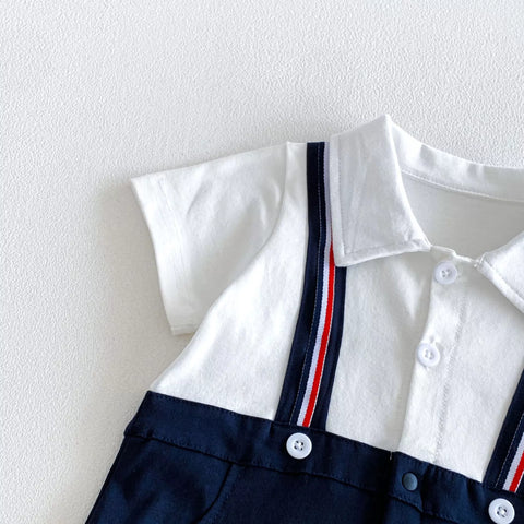 2 in 1  Baby Boy Suspender Overall Romper