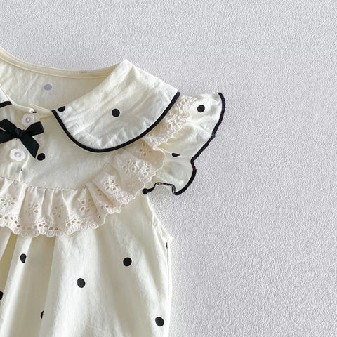 Baby Girl Polka Dot Ruffle Bib Bodysuit