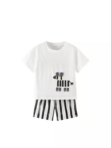 2 Pc Boys Zebra Print Tee & Shorts Set