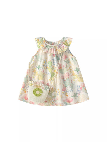 2 Pc Baby Girl Cactus Print Dress & Bag