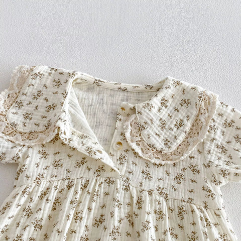 2 pc Baby Girl Floral Print Bodysuit w/ Bonnet Hat