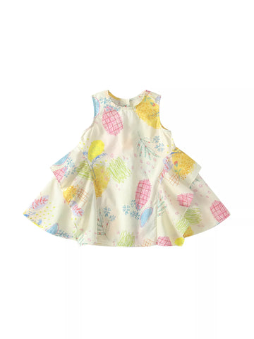 Girls Abstract Art Print Swing Dress