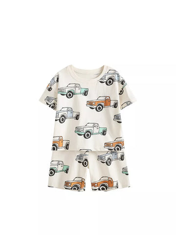 2 Pc Boys Truck Print Tee & Short Set