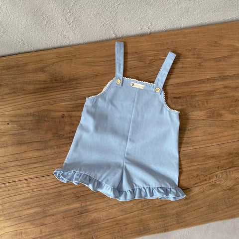 Baby Girl Playsuit-Floral Embroidered Ruffle Romper