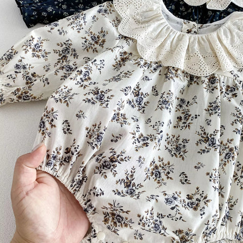 2 Pc Baby Girl Scallop Collar Paisley Print Bodysuit