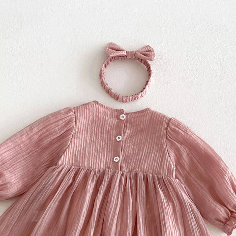 2 Pc Autumn Mini Pleat Bow Dress