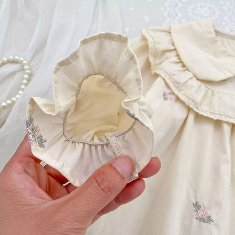 Baby Girl Floral Embroidered Ruffle Collar Blouse