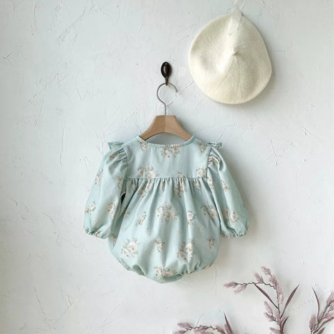 Baby Girl Floral Print Square Bib Bodysuit