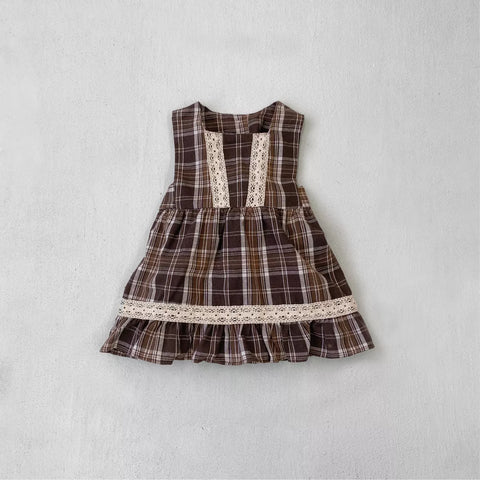 2 Pc Baby Girl Plaid Pinafore Dress with Shirt