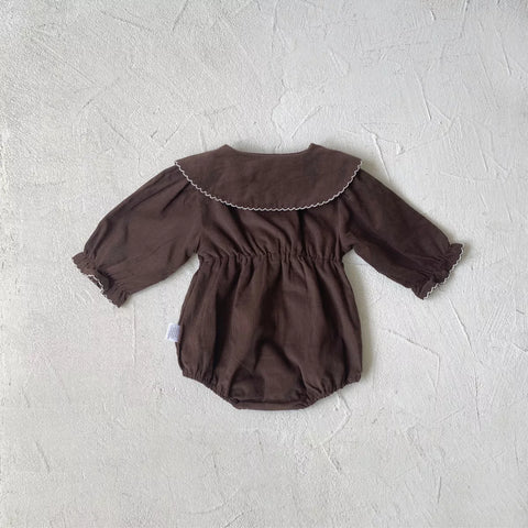 Baby Girl Floral Embroidered Collar Autumn Romper