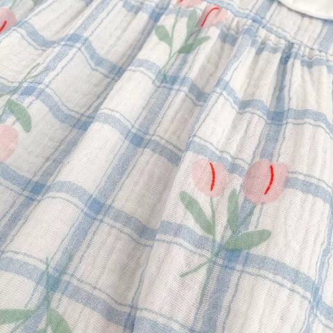 Baby Girl Grid Print Tulip Bodysuit