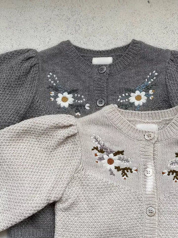 Baby Girl Flower Embroidered Knitted Cardigan